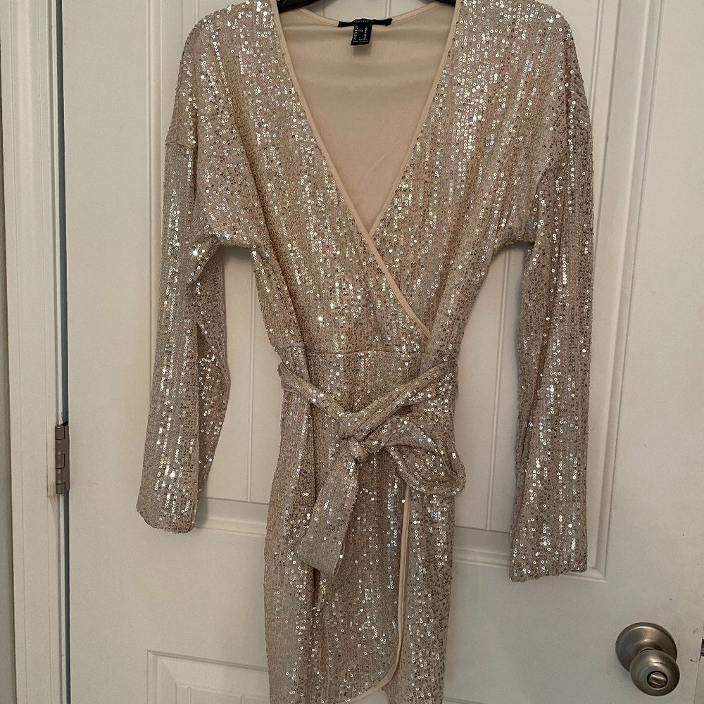 Forever 21 Gold Sequin Wrap Party Dress